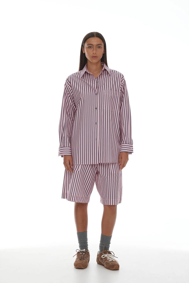 Ricochet Linley Short - Cotton - Light Pink + Plum Stripe