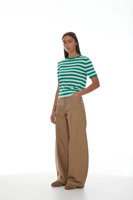 Ricochet Francisco Knit Tee - Mint + Green Stripe