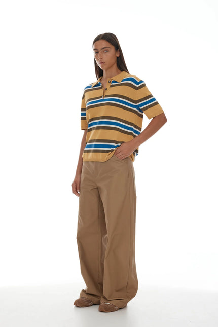 Ricochet Fallon Polo - Yolk + Blue Stripe