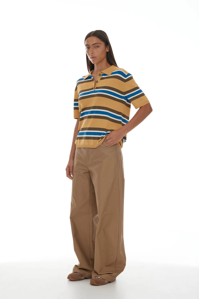 Ricochet Fallon Polo - Yolk + Blue Stripe
