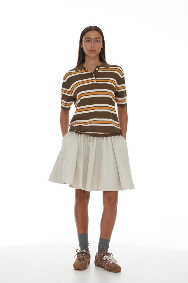 Ricochet Fallon Polo - Khaki + Orange Stripe