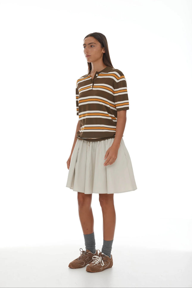 Ricochet Fallon Polo - Khaki + Orange Stripe