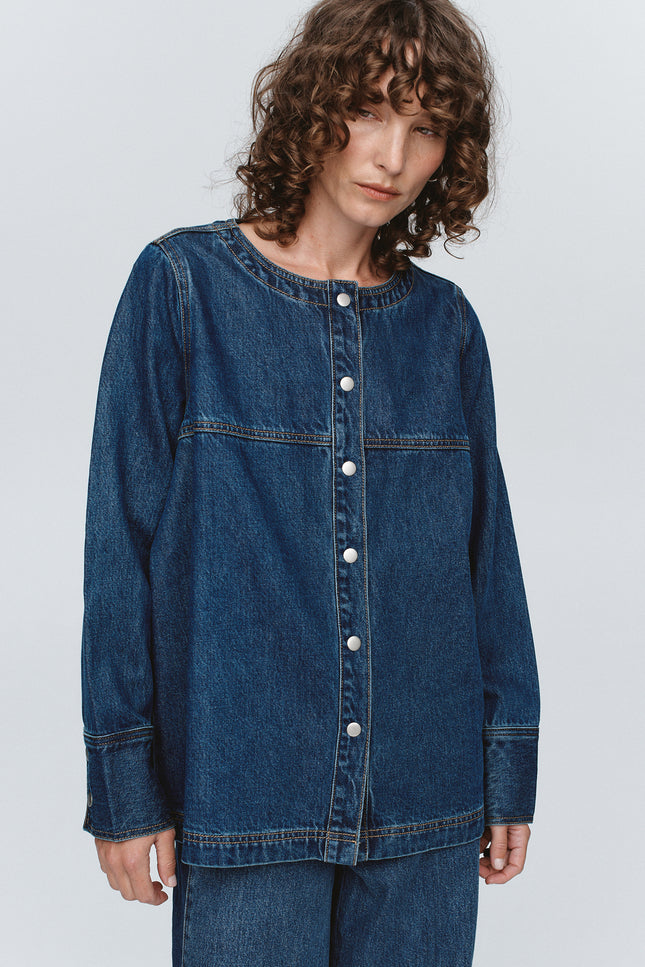 Marle Seam Shirt ~ Washed Indigo