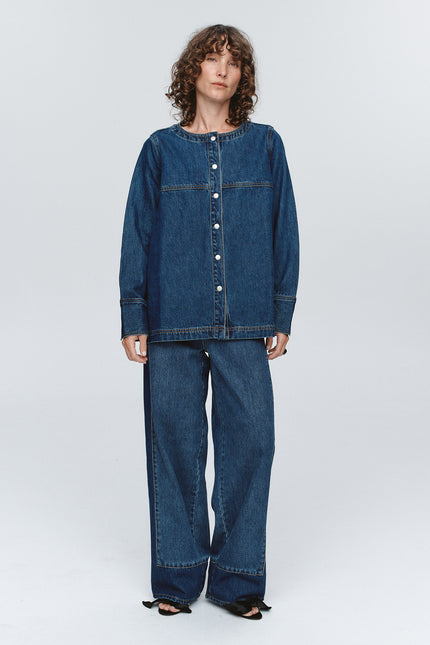 Marle Seam Shirt ~ Washed Indigo