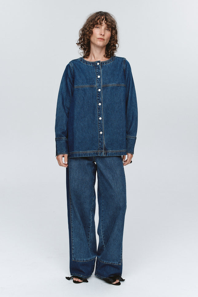 Marle Seam Shirt ~ Washed Indigo