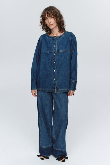 Marle Seam Shirt ~ Washed Indigo