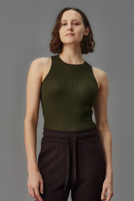 Standard Issue Merino Rib Crew Tank - Smudge