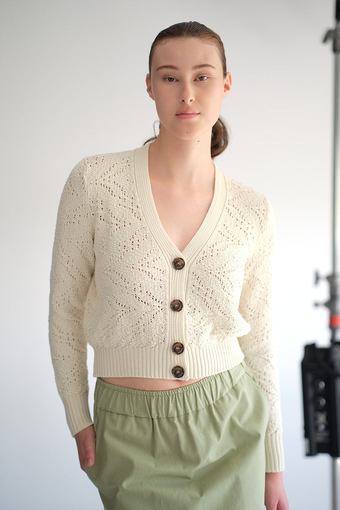 Standard Issue Cotton Florentine Cardigan - Sesame