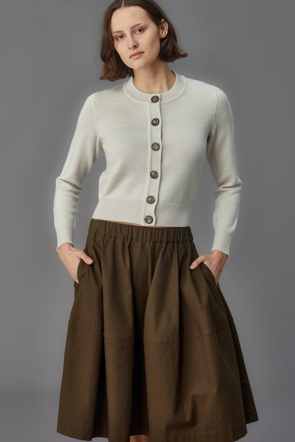 Standard Issue Merino Crew Neck Cardigan - Alabaster