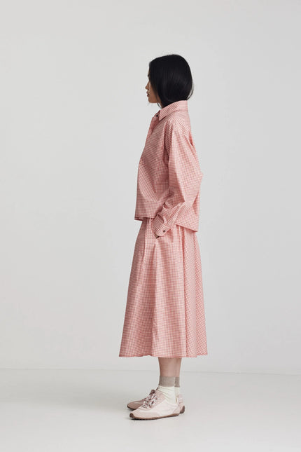 Ricochet Micha Skirt - Cherry Red Check