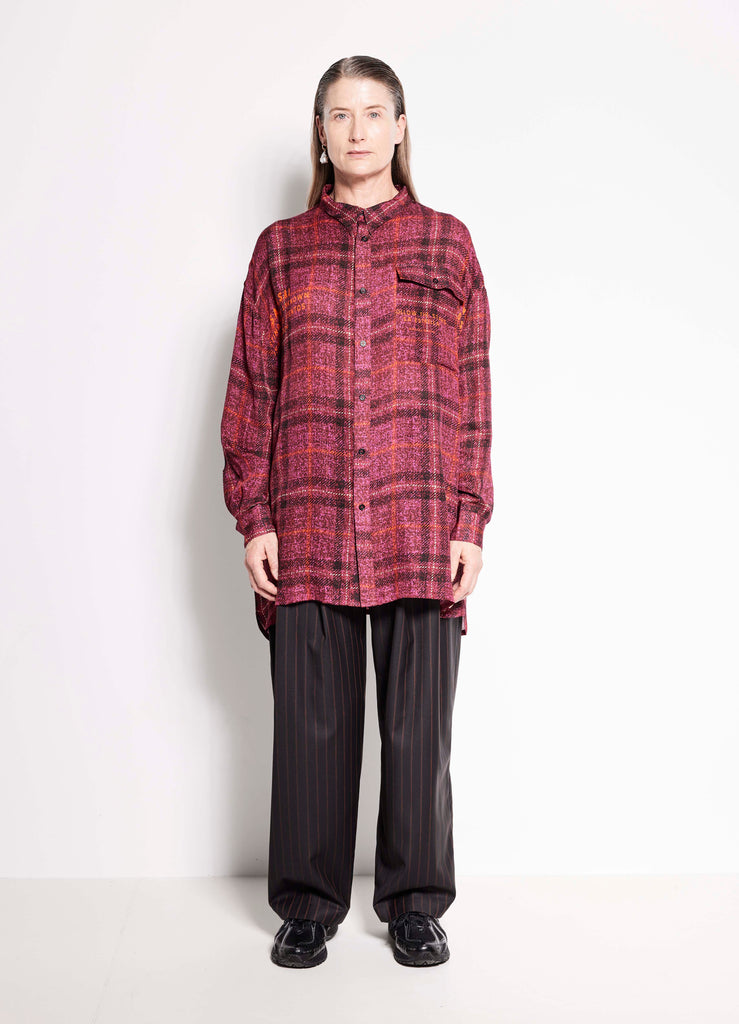 Salasai Rose Compass Shirt- Mulberry Silk Tweed Print