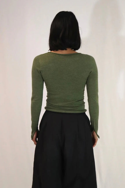 Tatano Melanie Long Sleeve- Merino - Khaki Marl