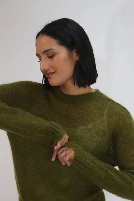 Tatano Shirley Sweater-Mohair mix - Khaki