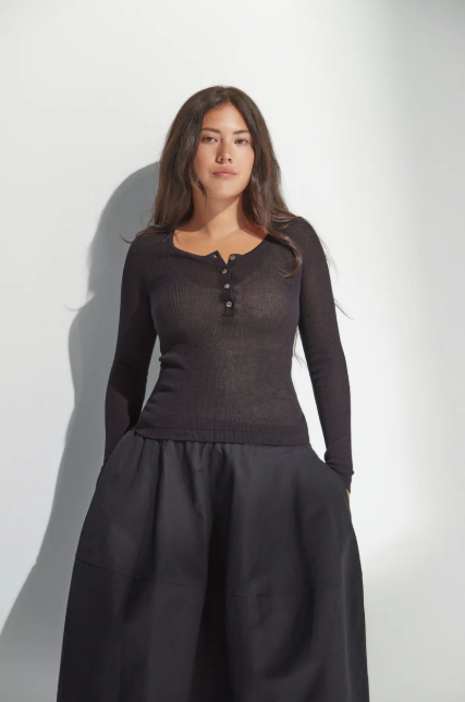 Standard Issue Cotton Henley - Black