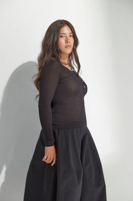 Standard Issue Cotton Henley - Black