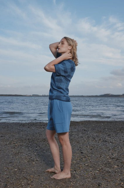 Standard Issue Cotton Universal Plaid T Shirt - Pacific/Woad