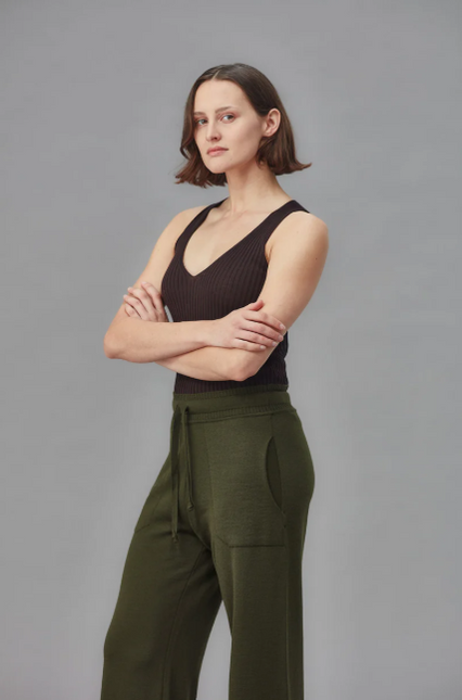 Standard Issue Merino Rib V Neck Tank - Umber