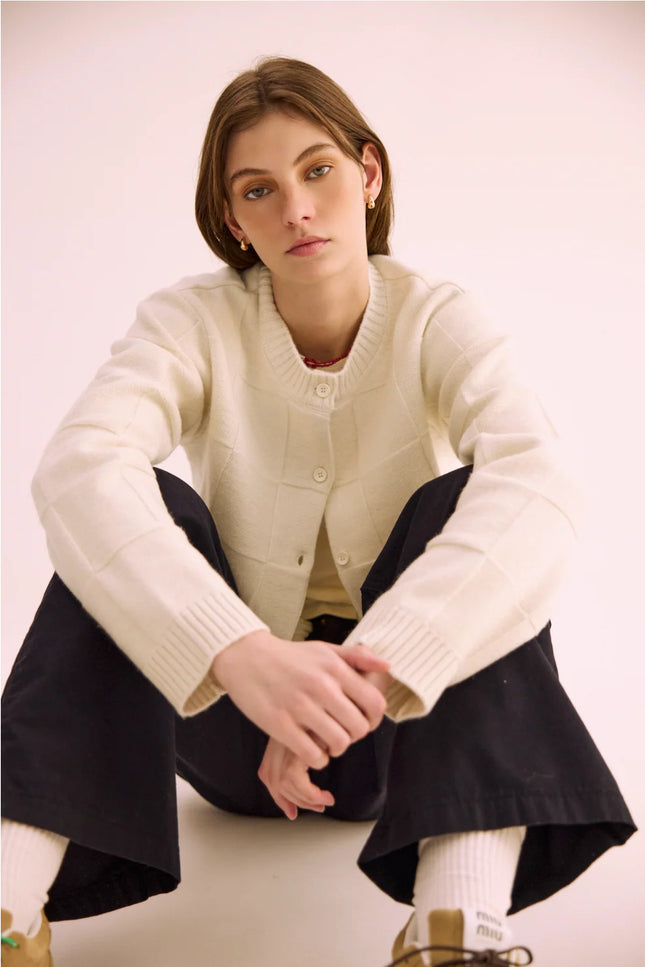 Pharlain Squares Cardi - Cream