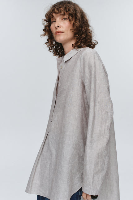 Marle Tab Shirt - Chocolate Stripe