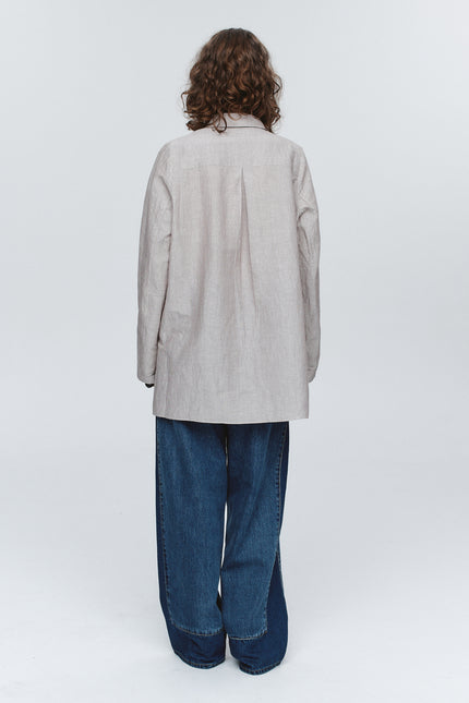 Marle Tab Shirt - Chocolate Stripe