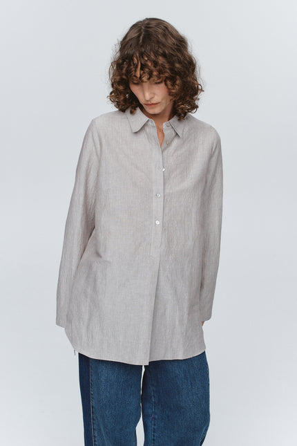 Marle Tab Shirt - Chocolate Stripe