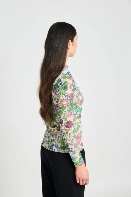 twenty-seven names Fantasy Floral Top - Cream Floral Mesh