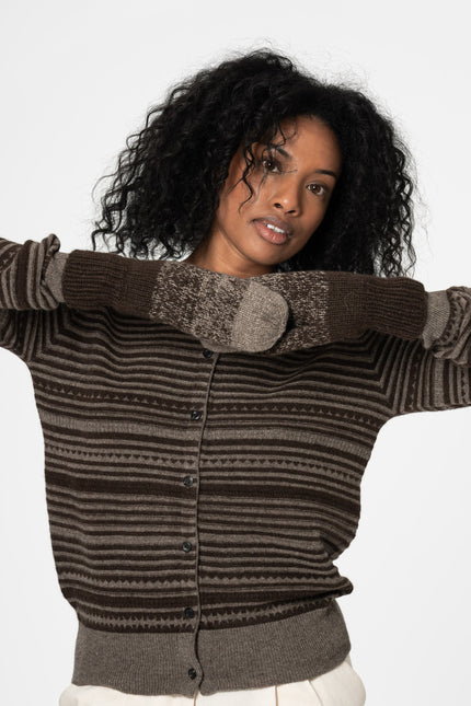 Dinadi - YAK Striped Cardigan - Two Tone