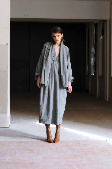 Otsu Hiyori Overall - Linen - Pin Check