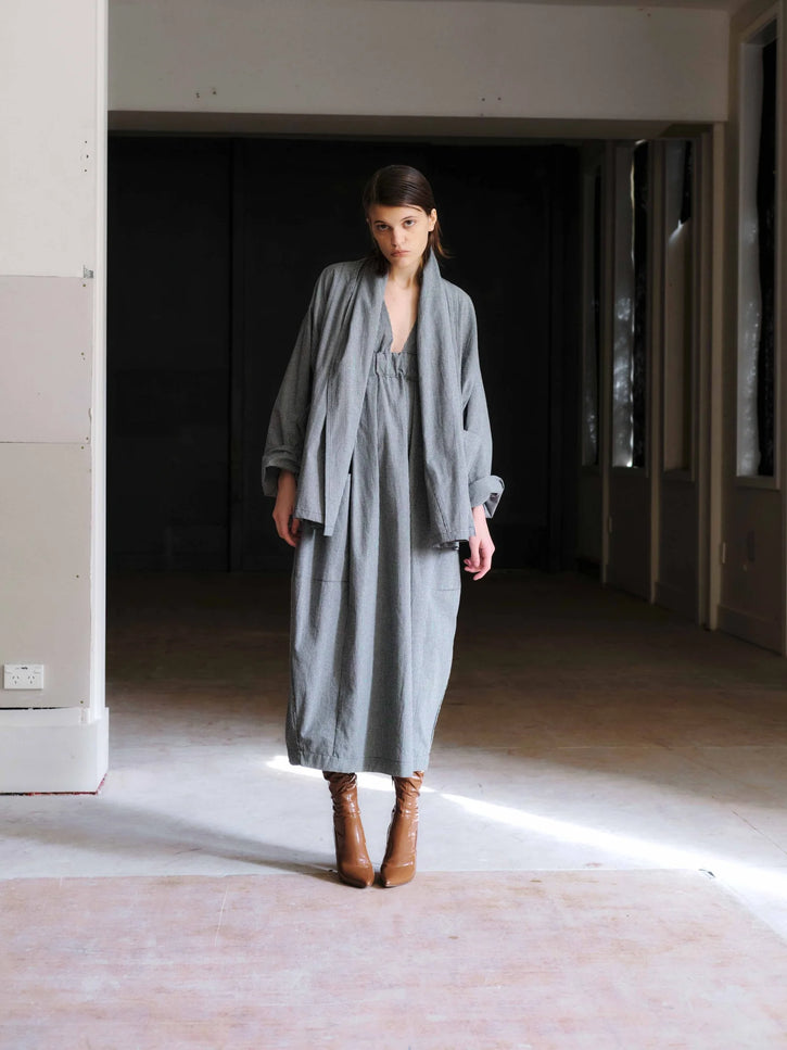 Otsu Hiyori Overall - Linen - Pin Check