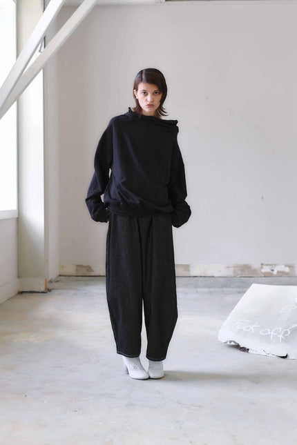 Otsu Kaguya Cropped Linen - W Black
