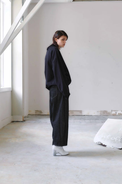 Otsu Kaguya Cropped Linen - W Black