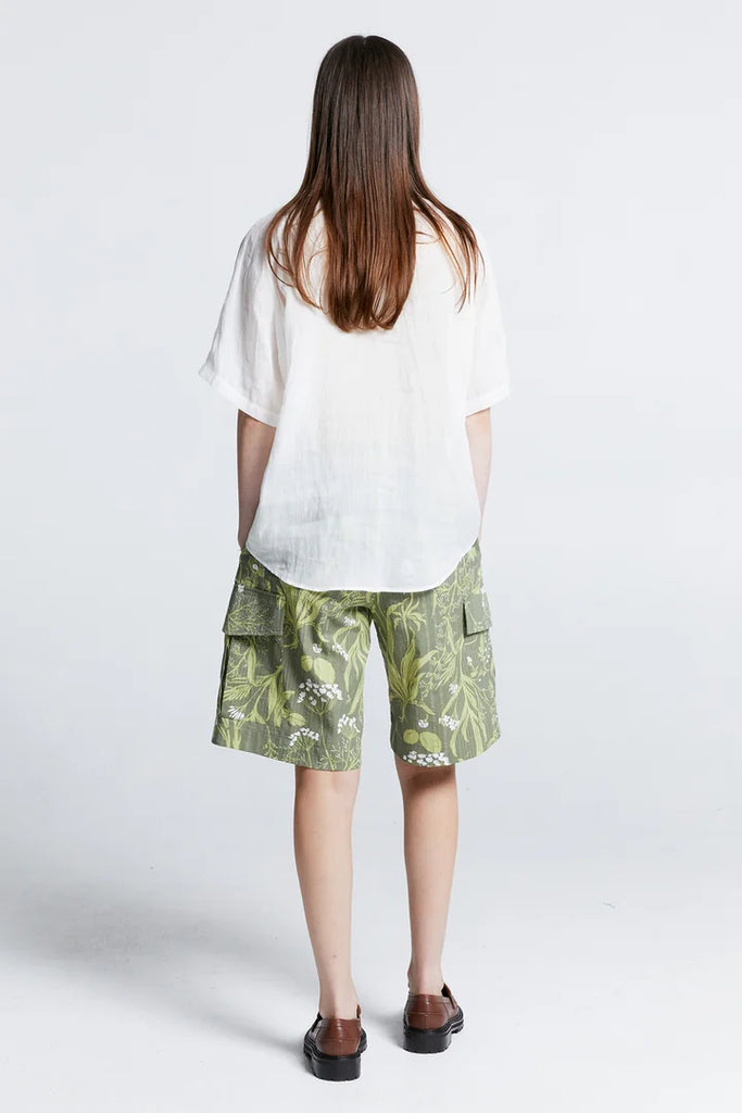 Karen Walker Acadia Lounge Shorts - Wild Flowers Seersucker Green”