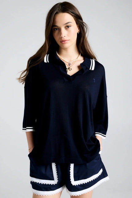Karen Walker Relax Knit Polo - Navy