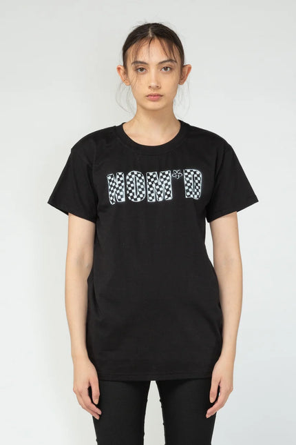NOM*d Checkerboard Tee -Black with White Stencil