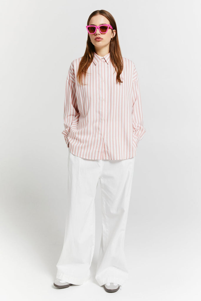 Karen Walker Berisford Dress Shirt - Cotton Rose Viscose - Pink/White