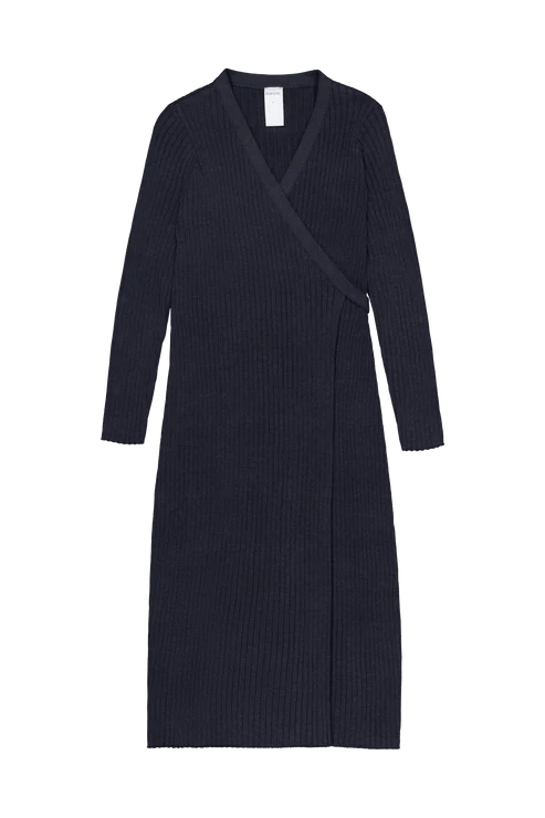 Kowtow Billie Wrap Dress - Navy Marle