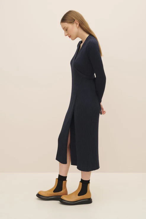 Kowtow Billie Wrap Dress - Navy Marle