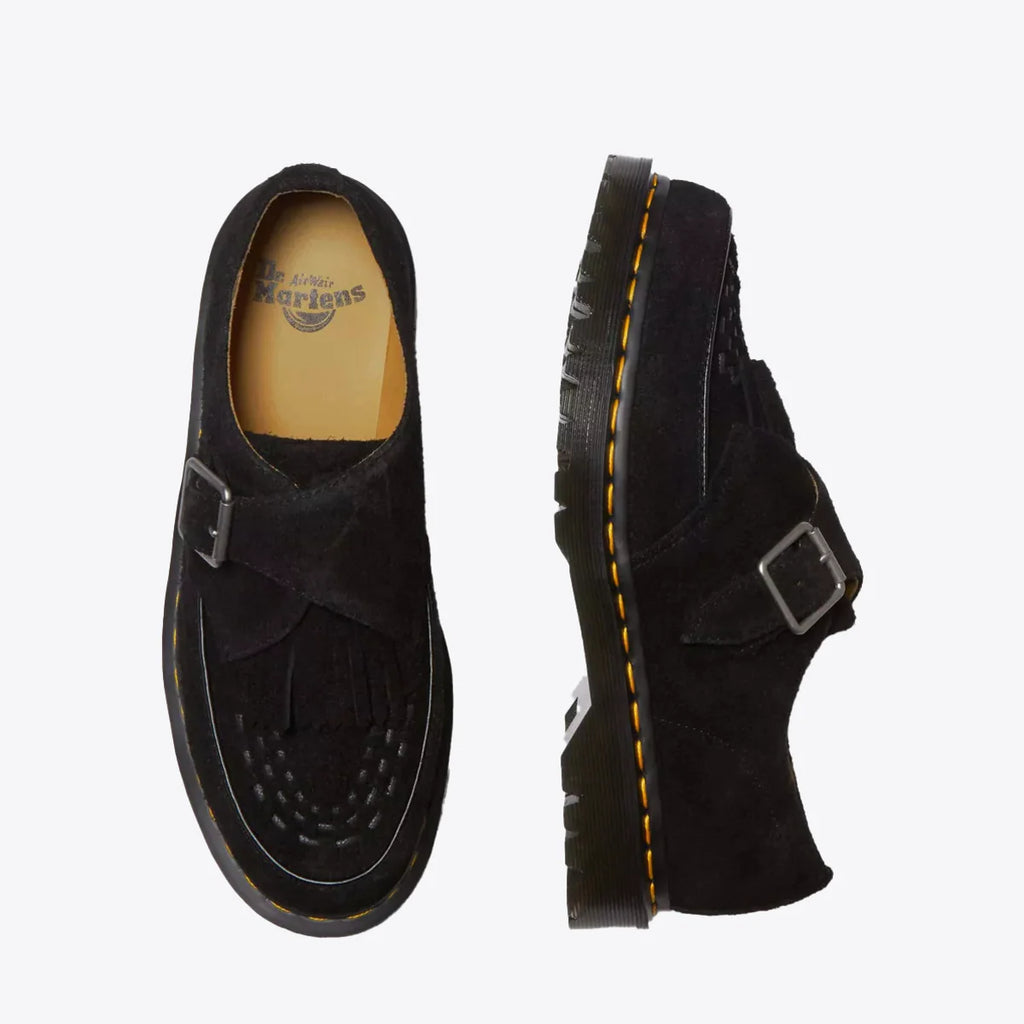 Dr Martens Ramsay Monk Strap Shoe - Desert Oasis Suede - Black