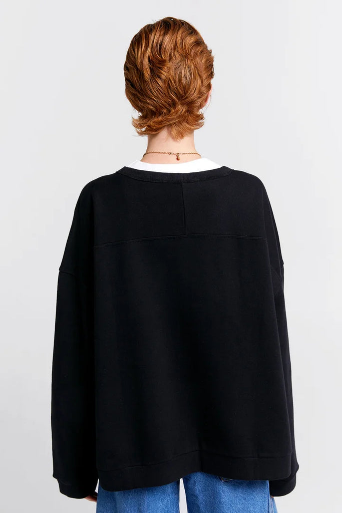 Karen Walker Embroidered Runaway Girl Crew Neck Sweatshirt - Organic Cotton - Black