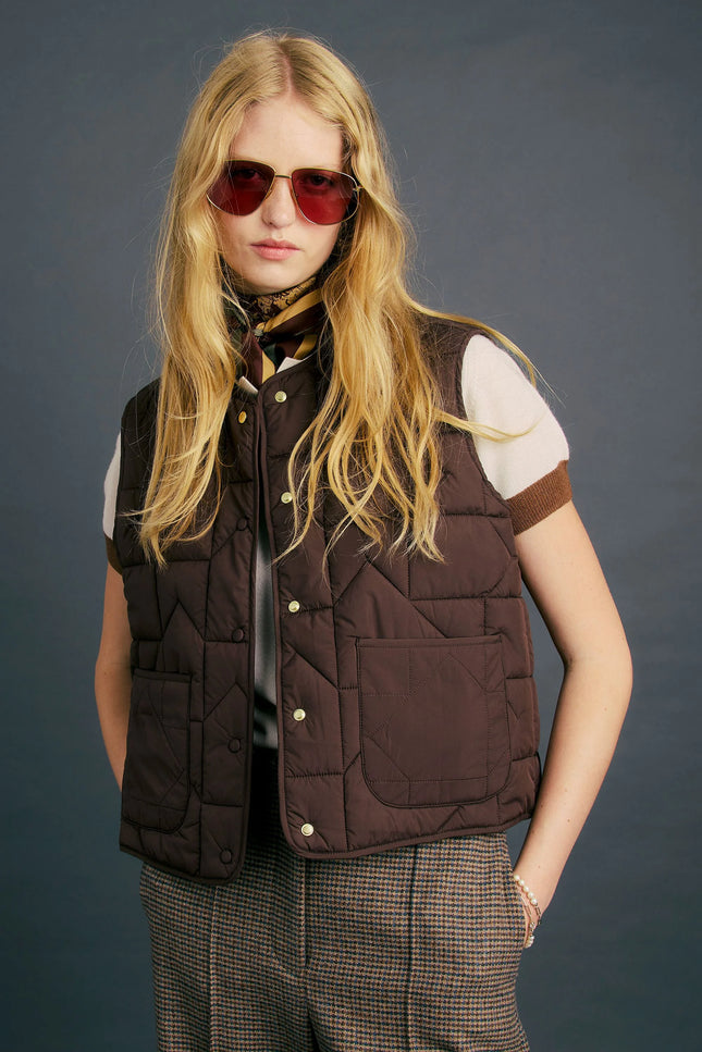 Karen Walker Quilted Drift Vest - Chocolate