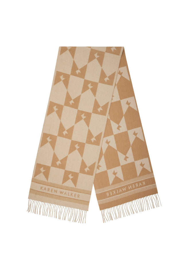 Karen Walker Monogram Jacquard Scarf - Cream/Tan