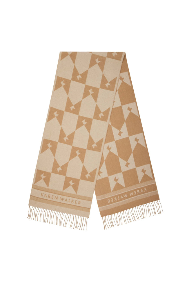 Karen Walker Monogram Jacquard Scarf - Cream/Tan
