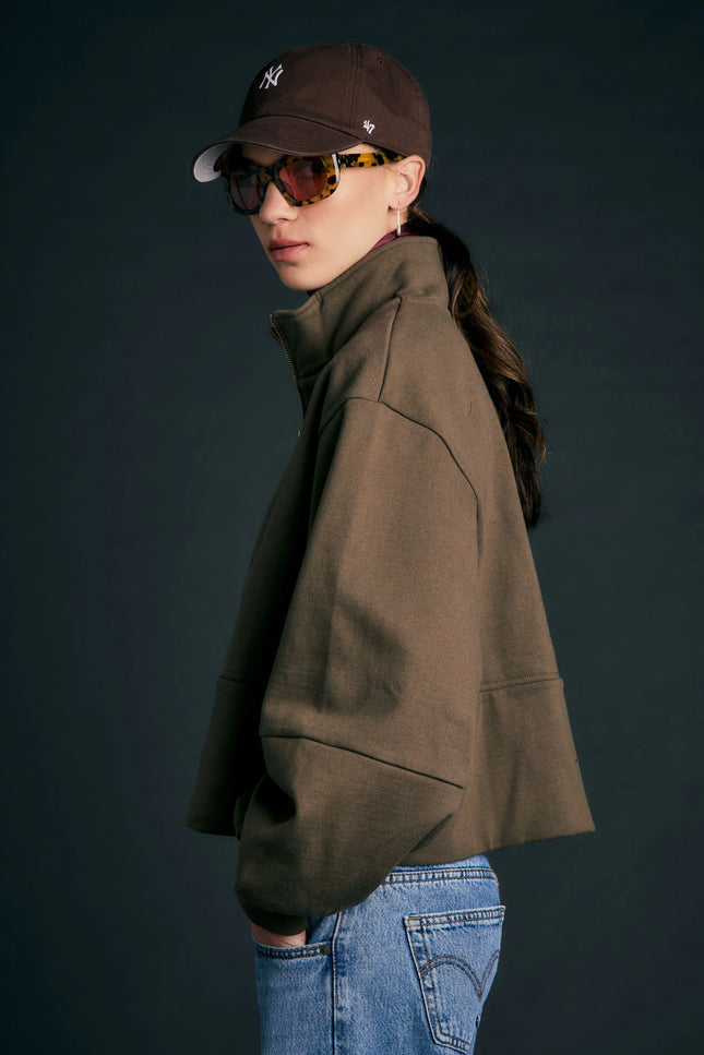 Karen Walker Runaway Zip Front Sweatshirt - Hunter Green
