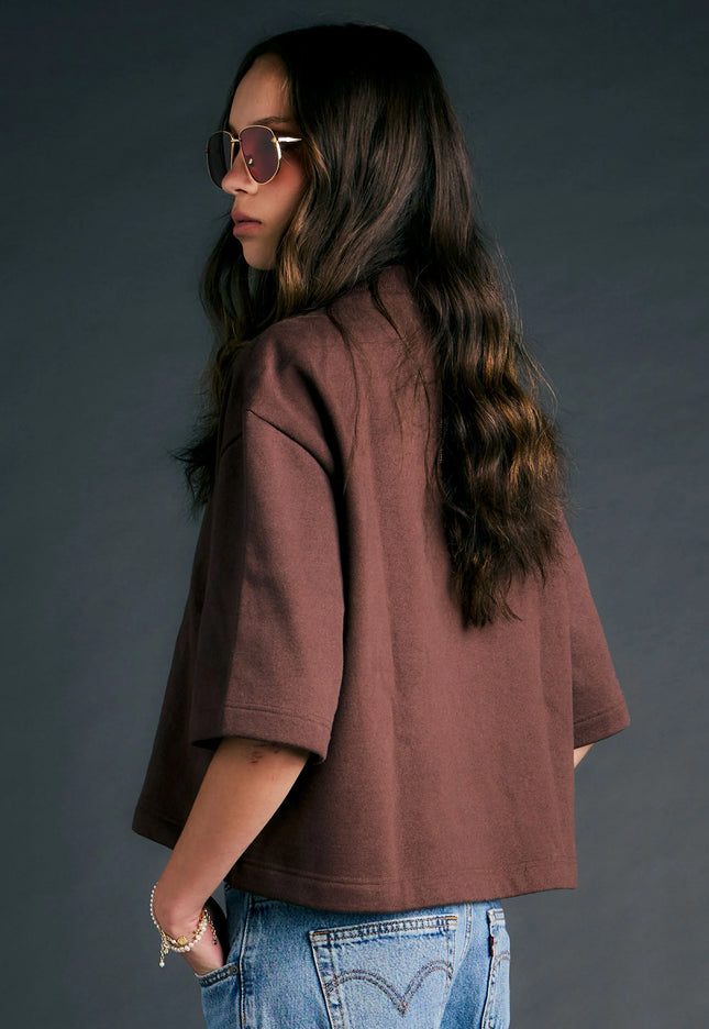 Karen Walker Runaway Academy Top - Chocolate/Gold