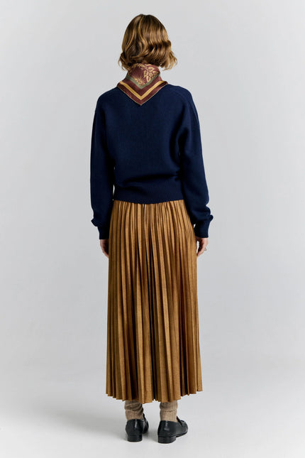 Karen Walker Metallic Sunray Pleated Skirt - Antique Gold