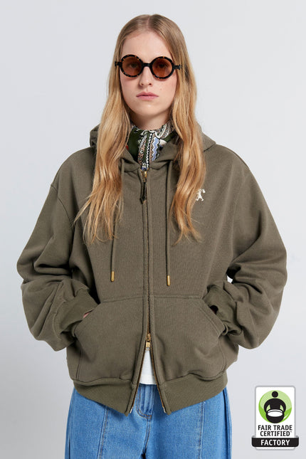 Karen Walker Runaway Girl Cropped Oversized Hoodie - Hunter Green