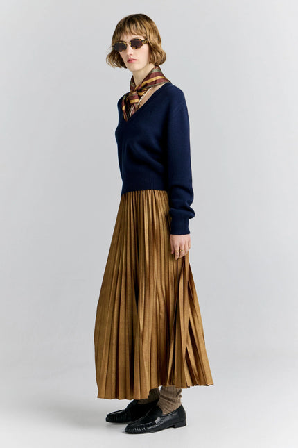 Karen Walker Metallic Sunray Pleated Skirt - Antique Gold