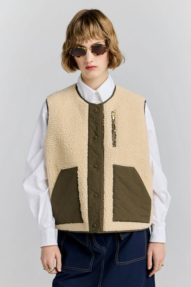 Karen Walker Rider Vest - Natural/Olive