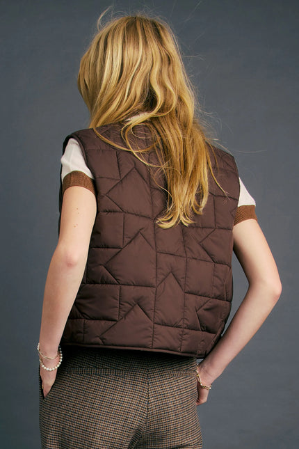Karen Walker Quilted Drift Vest - Chocolate