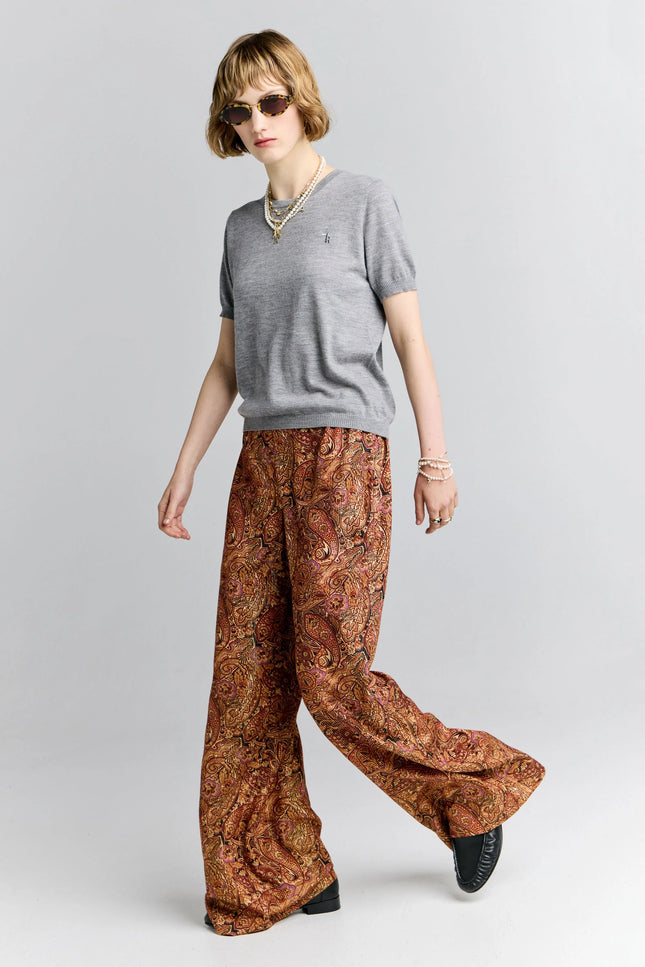 Karen Walker Palazzo Lounge Pants - Burgundy Multi